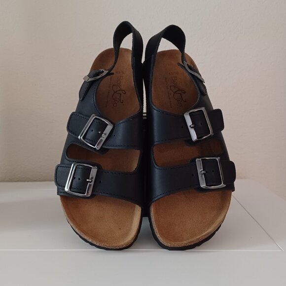 EUC Men's Bos. & Co. "Indiana" Black Leather Buckle Sandals, Size 10 (EUR 43) - Picture 5 of 11